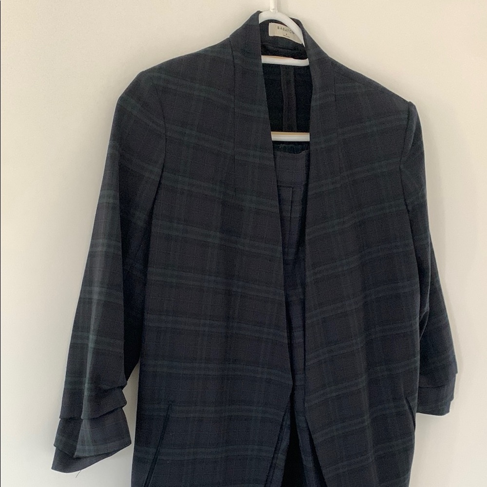 Classic Woman’s Dark Plaid Blazer - Clean Open Front